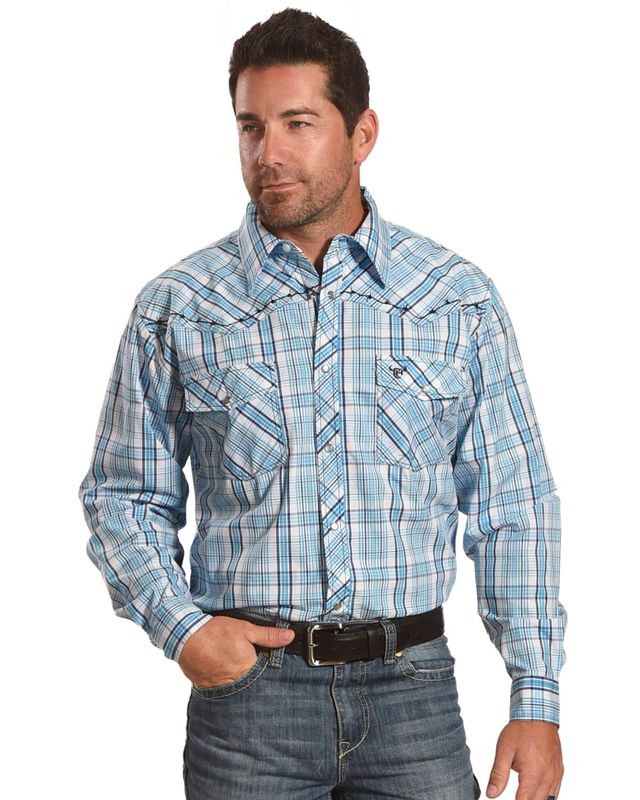 Cowboy Hardware Men's Mexico Gradient Plaid Print Long Sleeve