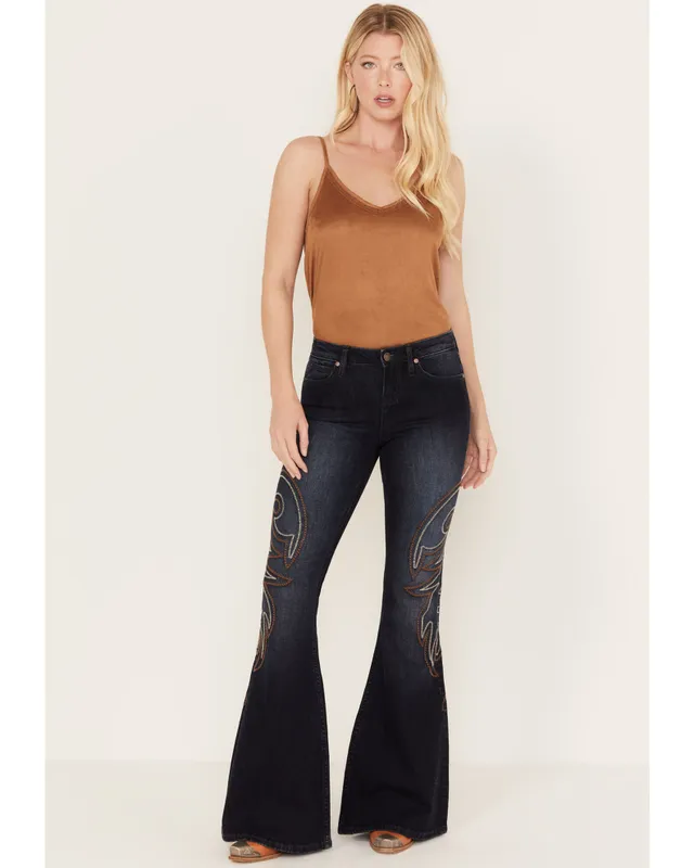 Mid Rise Embroidered Flare Jeans