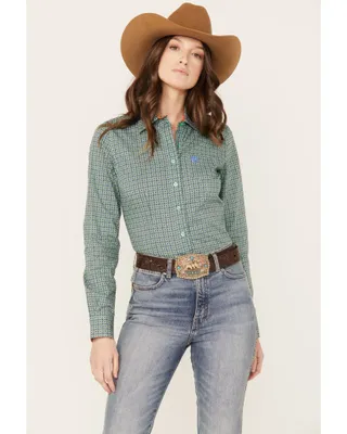 Cinch Women's Geo Print Long Sleeve Button Down Western Shirt