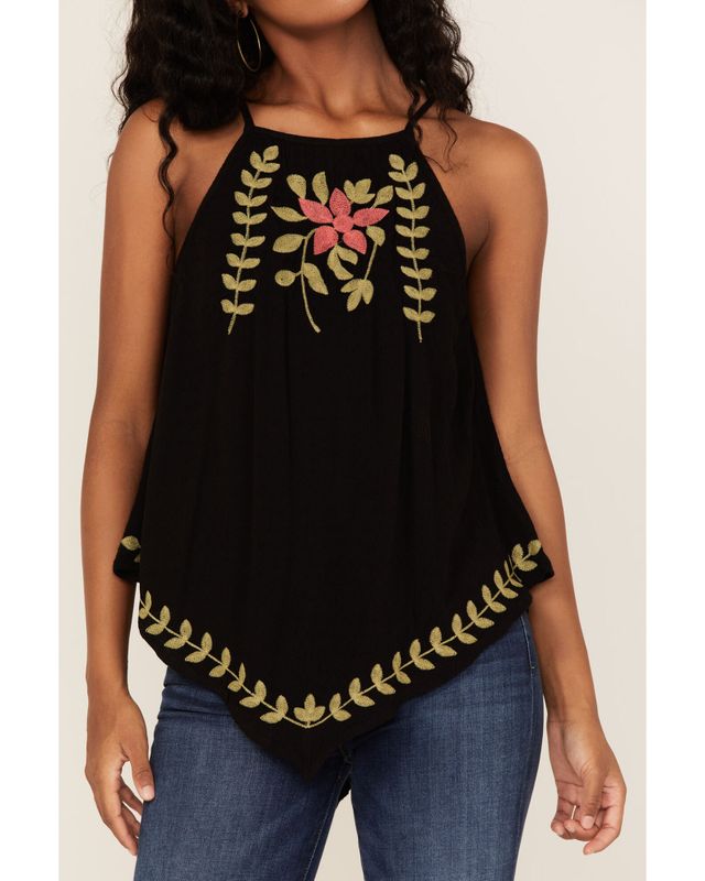 Eyeshadow Women's Floral Embroidered Tank Top
