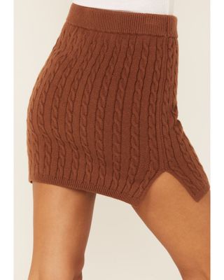 Callahan Women's Rootbeer Brown Cable Knit Genny Mini Skirt