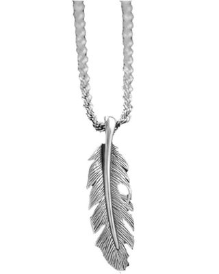M & F Western Men's Silver Twisted Feather Necklace