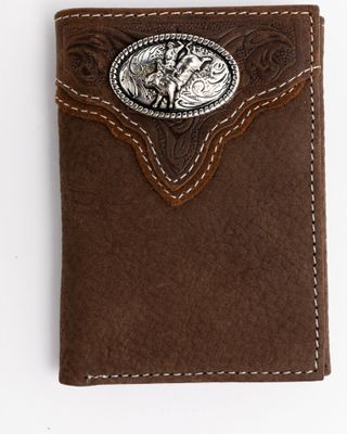 Cody James Men's Boot Stitch Longhorn Tri-Fold Leather Wallet