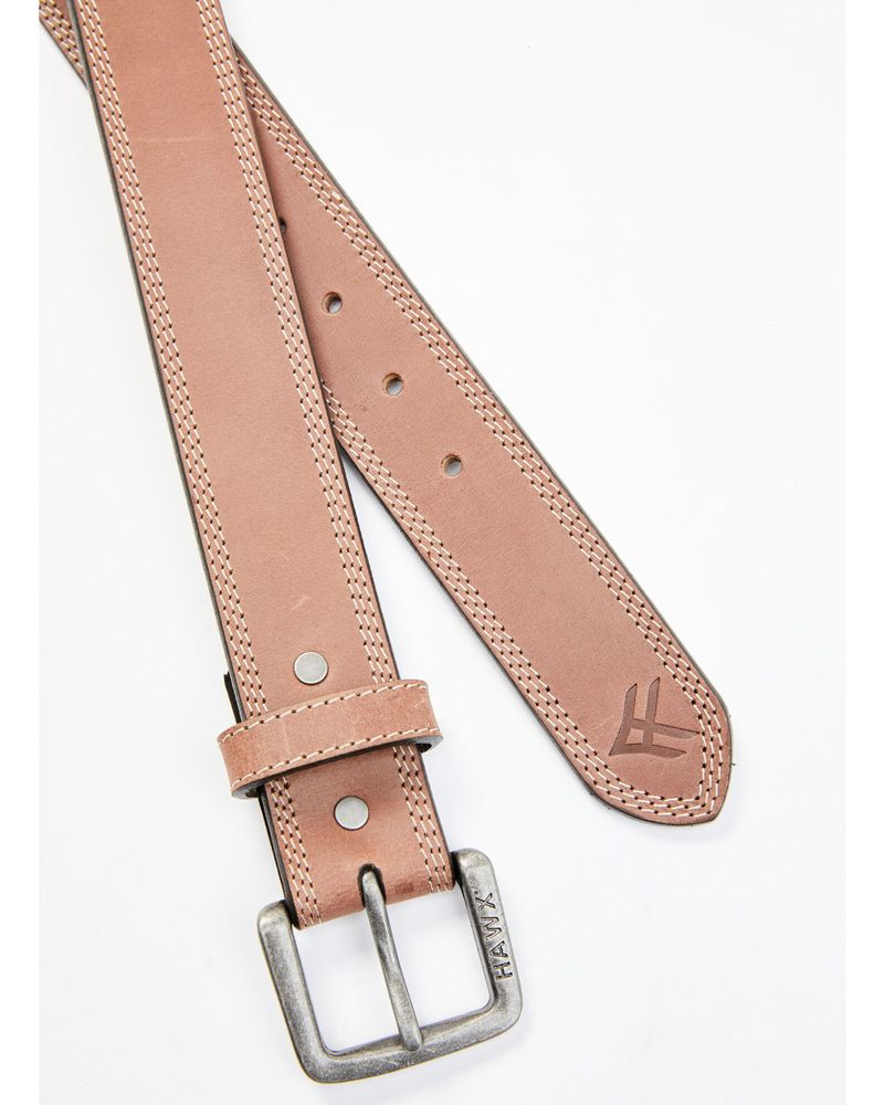 Hawx Men's Brown Pebbled Logo Buckle Leather Belt