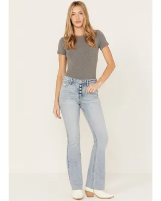 Cleo + Wolf Women's Light Wash High Rise Slim Bootcut Jeans