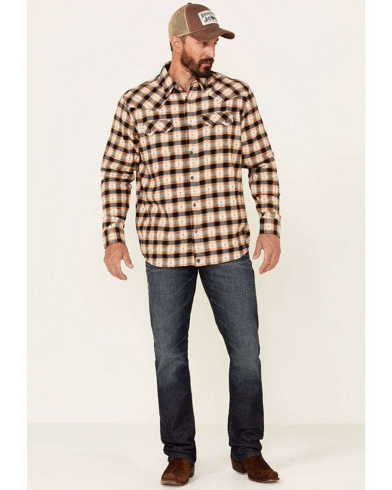 Moonshine Spirit Men's Sundance Southwestern Plaid Long Sleeve Snap Western Flannel Shirt