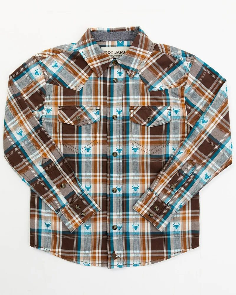 PLAID DOBBY WESTERN LONG SLEEVE SHIRT