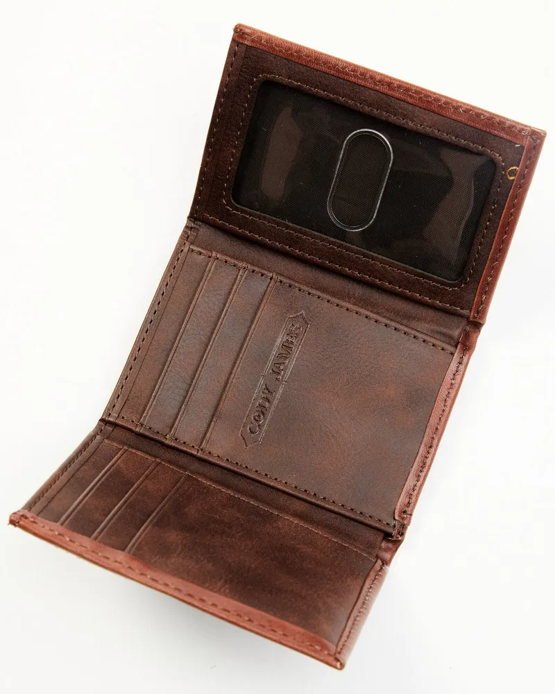 Cody James Men's Hair-On Concho Trifold Leather Wallet