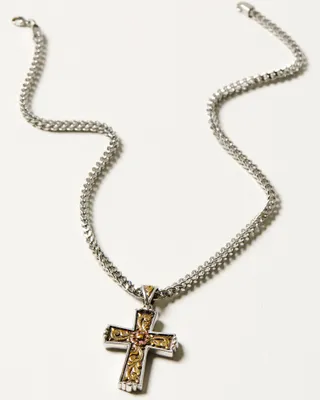 M & F Western Men's Twister Antique Cross Necklace