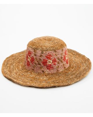 Shyanne Women's Floral Crochet Raffia Straw Fashion Sun Hat
