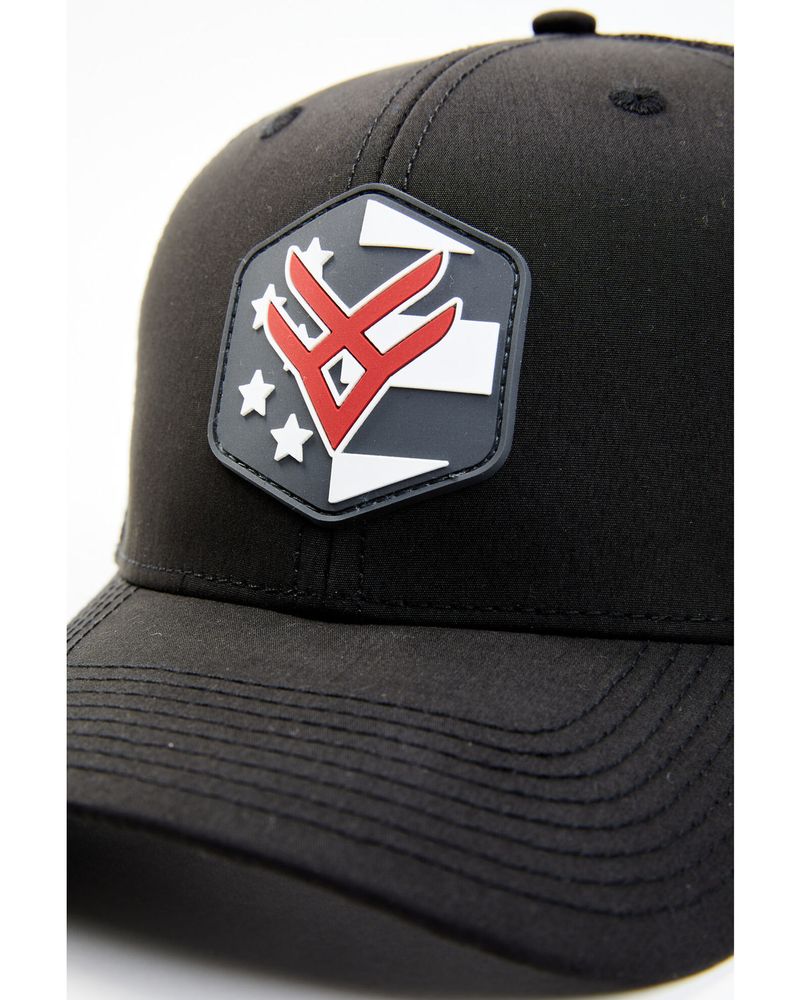 Hawx Men's Black Flag Hectagon Logo Patch Mesh-Back Ball Cap