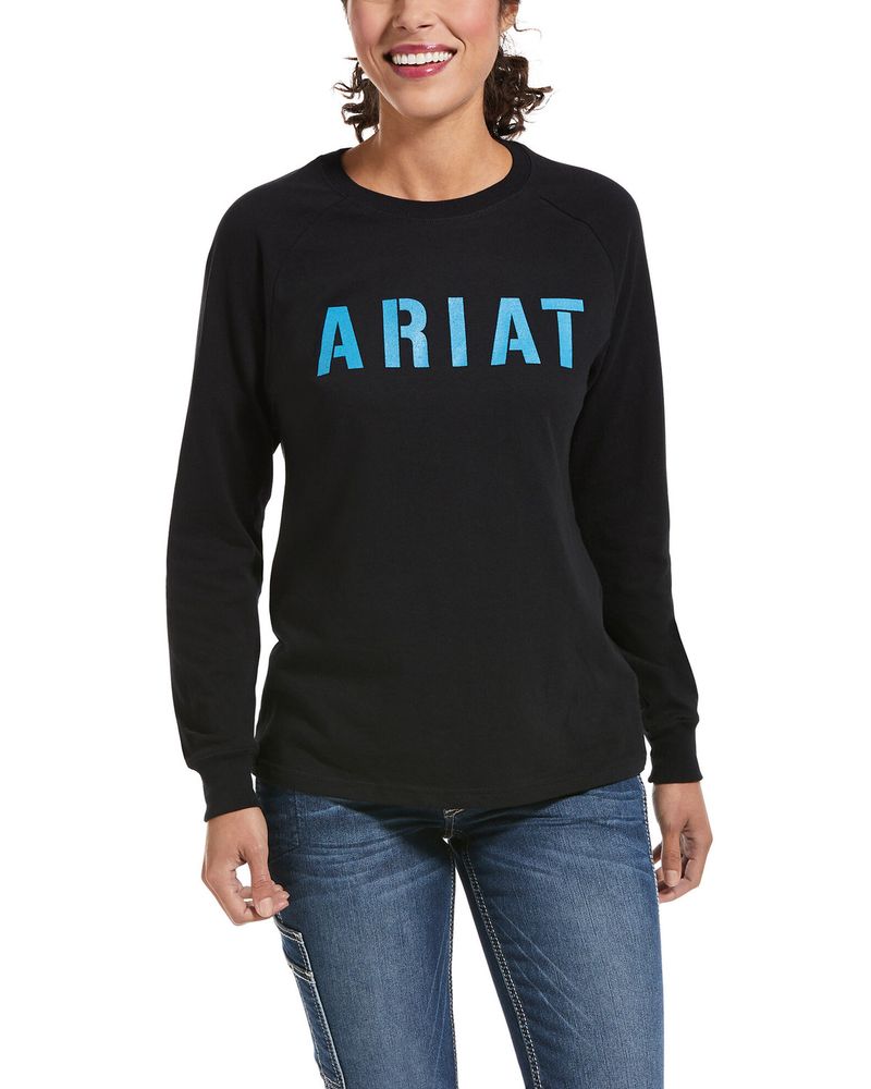 Ariat Women's Black Rebar Cotton Strong Block Long Sleeve Tee