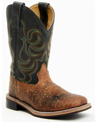 Smoky Mountain Boys' Jesse Bison Leather Print Boot - Square Toe