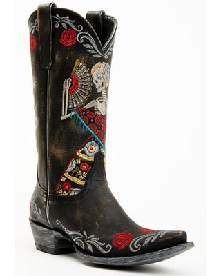 Old Gringo Women's Reinas La Catrina Skeleton & Floral Embroidered Tall Western Leather Boots - Snip Toe