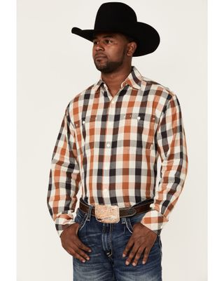 Resistol Men's Plaid Long Sleeve Button Down Western Shirt