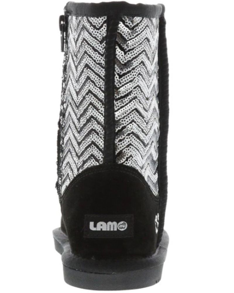Lamo Footwear Girls' Silver Sequin Black Boots