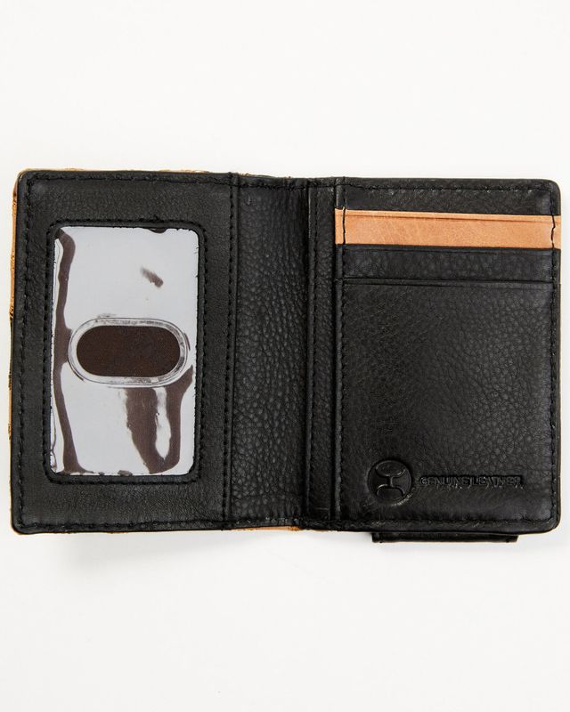 Grainy Leather TB Money Clip Wallet in Black - Men