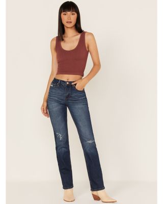 Cleo + Wolf Women's Slim Straight Signature Pocket Denim Jeans