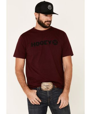 HOOey Men's Maroon Lock-Up Logo Graphic T-Shirt