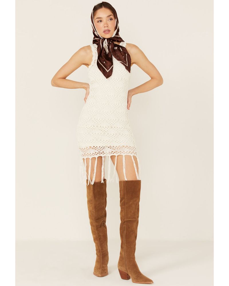 Shyanne Women's Crochet & Fringe Midi Dress