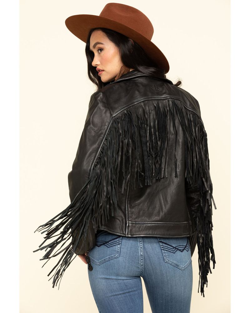 STS Ranchwear Women's Black Chenae Fringe Leather Jacket