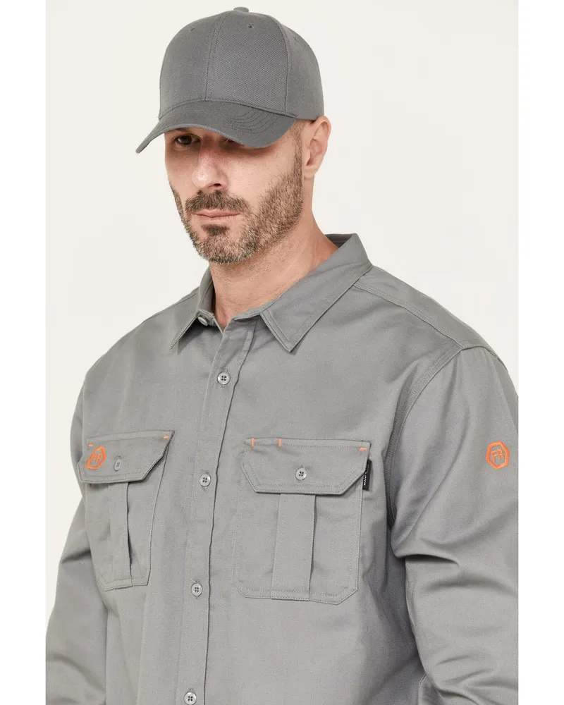 Hawx Men's FR Solid Long Sleeve Button-Down Woven Work Shirt