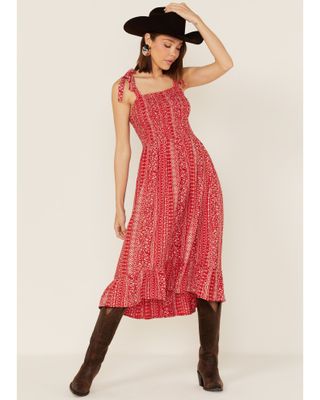 Cotton & Rye Women's Stripe Floral Print Smocked Midi Dress