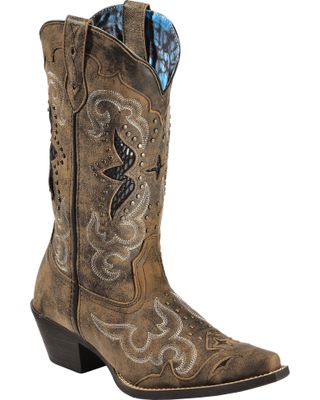 Laredo Women's Lucretia Studded Snake Inlay Western Boots - Snip Toe