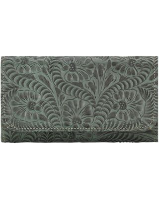 American West Women's Tooled Tri-Fold Wallet