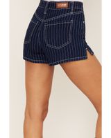 Shyanne Women's Dark Wash High-Rise Retro Stripe Shorts