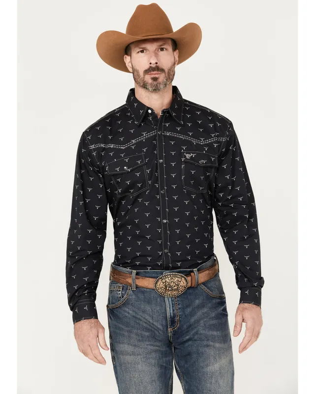 Wrangler Western Shirt Southwest Pearl Snaps Black Skulls Long Sleeve Mens  XL