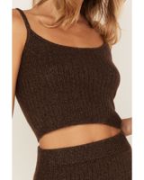 Cleo + Wolf Women's Ribbed Sweater Knit Cropped Tank Top