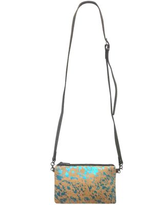 Montana West Women's Hair-On Turquoise Crossbody Clutch Leather Handbag