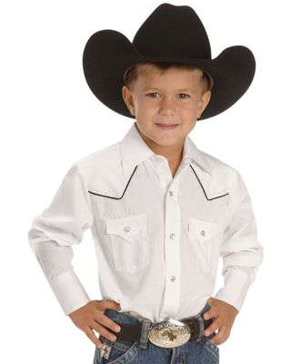 Ely Cattleman Kid's Solid Print Long Sleeve Western Shirt