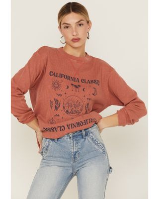 Cleo + Wolf Women's California Classic Graphic Thermal Pullover Sweatshirt