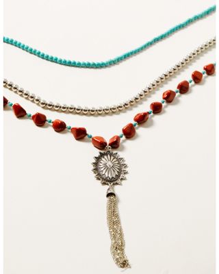 Shyanne Women's Canyon Sunset Concho Tassel Necklace