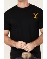 Changes Men's Yellowstone Dutton Ranch Gradient Rider Silhouette Graphic Short Sleeve T-Shirt
