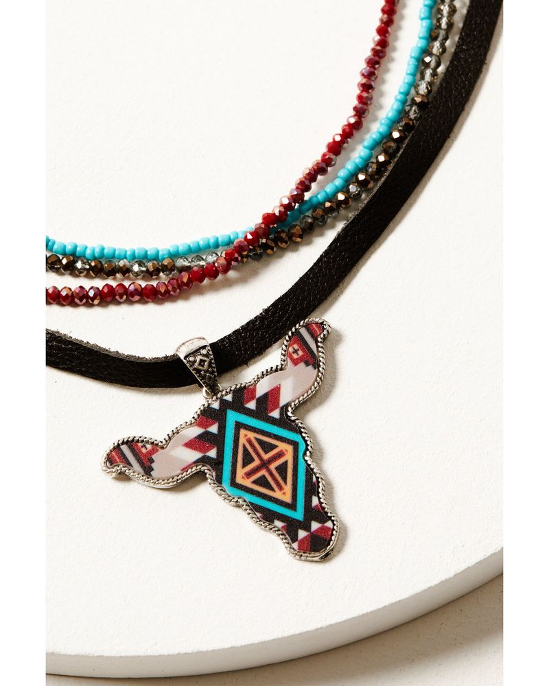 Shyanne Women's Dakota Longhorn Beaded Necklace & Earrings Set