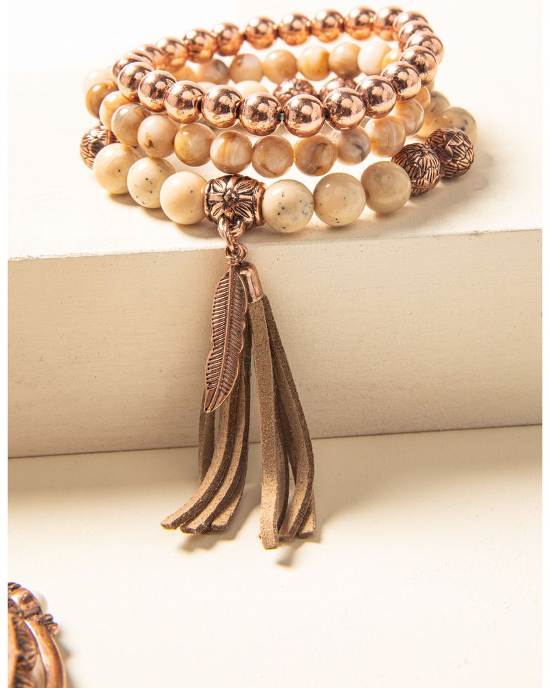 Shyanne Women's Desert Dreams Stretch Bead & Bangle Bracelet Set