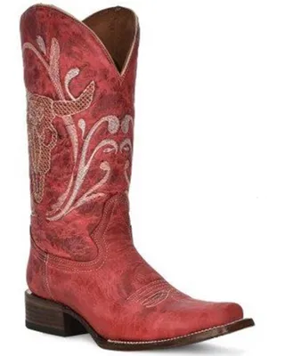 Circle G Women's LD Red Bull Western Boots - Square Toe