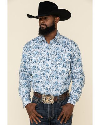 Rough Stock By Panhandle Men's Defiance Stretch Floral Print Long Sleeve Western Shirt