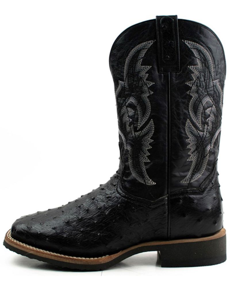 Dan Post Men's Exotic Ostrich Full Quill Western Boots - Broad Square Toe
