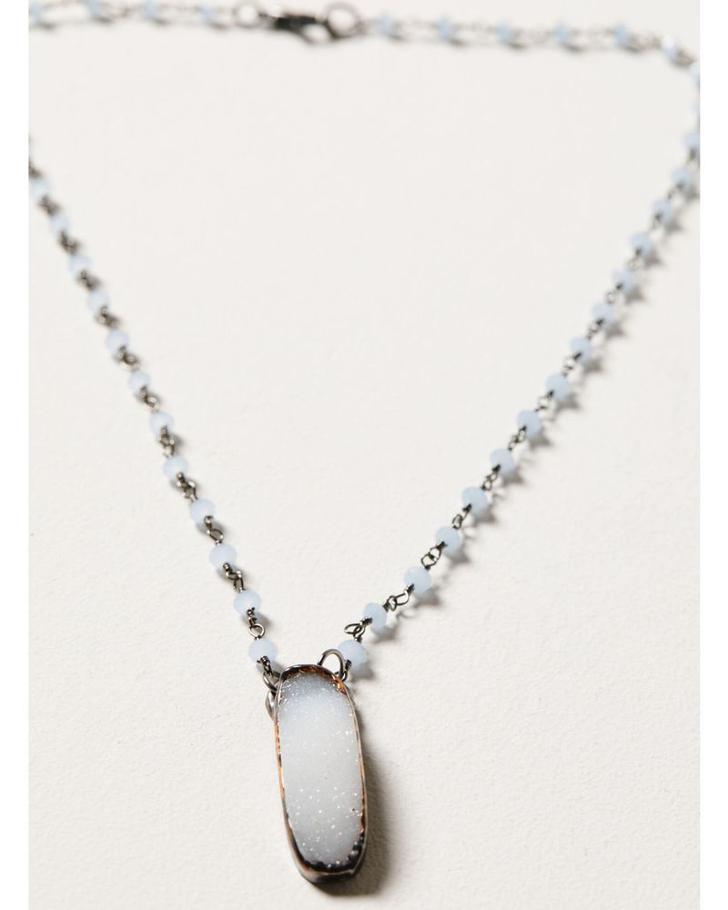Merkababe Designs Women's Druzy Quartz Beaded Chain Necklace