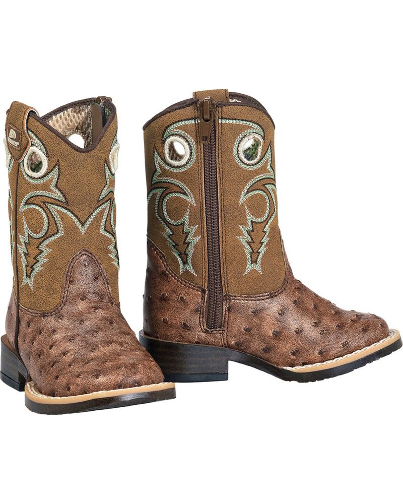 Roper Kids' Ostrich Print Square Toe Boots