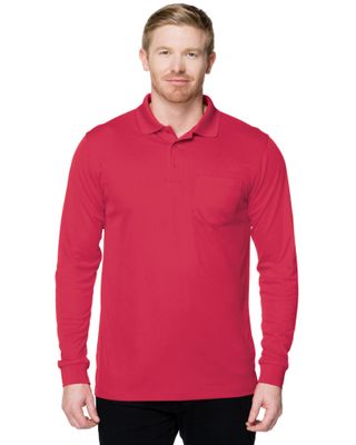 Tri-Mountain Men's Red 4X Vital Pocket Long Sleeve Polo Shirt - Big
