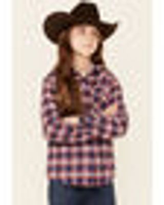 Roper Girls' Plaid Thermal Lined Snap-Front Hooded Jacket