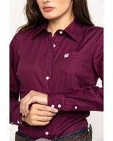 Cinch Women's Burgundy Button-Down Long Sleeve Western Shirt