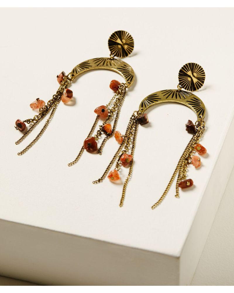 Shyanne Women's Gold Dangle Crescent Earrings