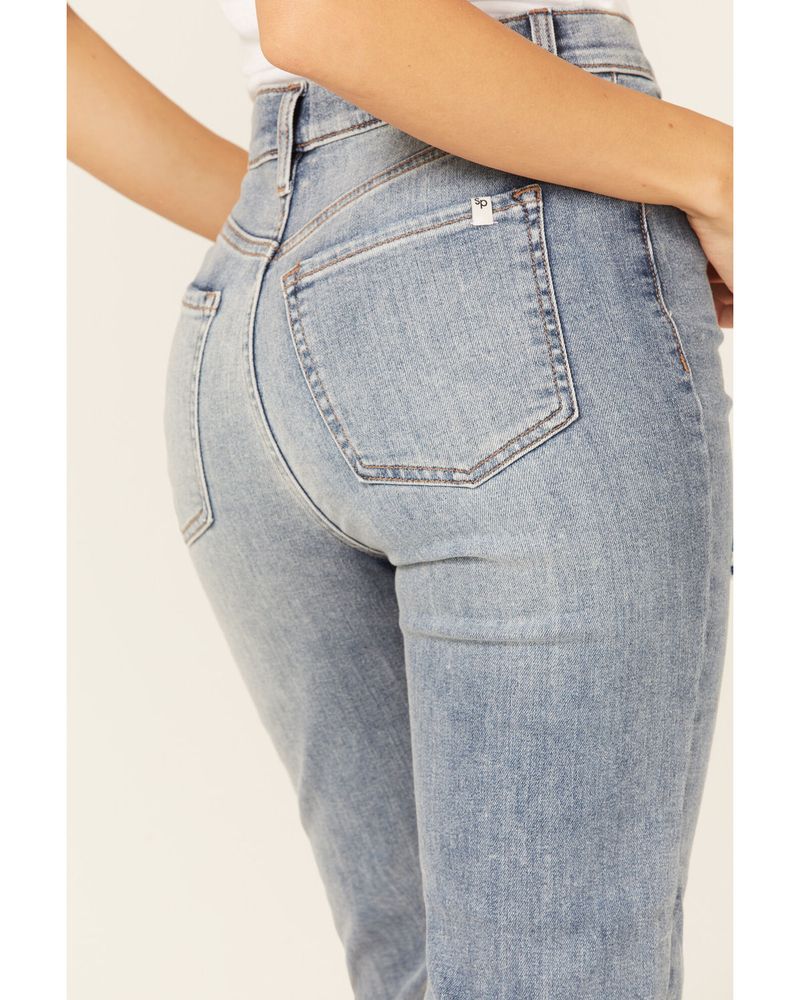 Sneak Peek Women's Light Wash High Rise Distressed Straight Jeans