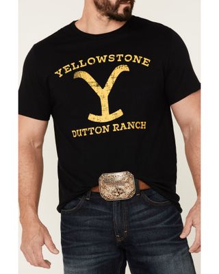 Changes Men's Yellowstone Dutton Ranch Logo Short Sleeve T-Shirt - Black